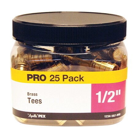 Apollo Pex Tee 1/2" Brass 25Pk APXT1225JR